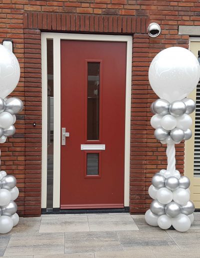Ballonpilaren-huwelijk zilver -wit